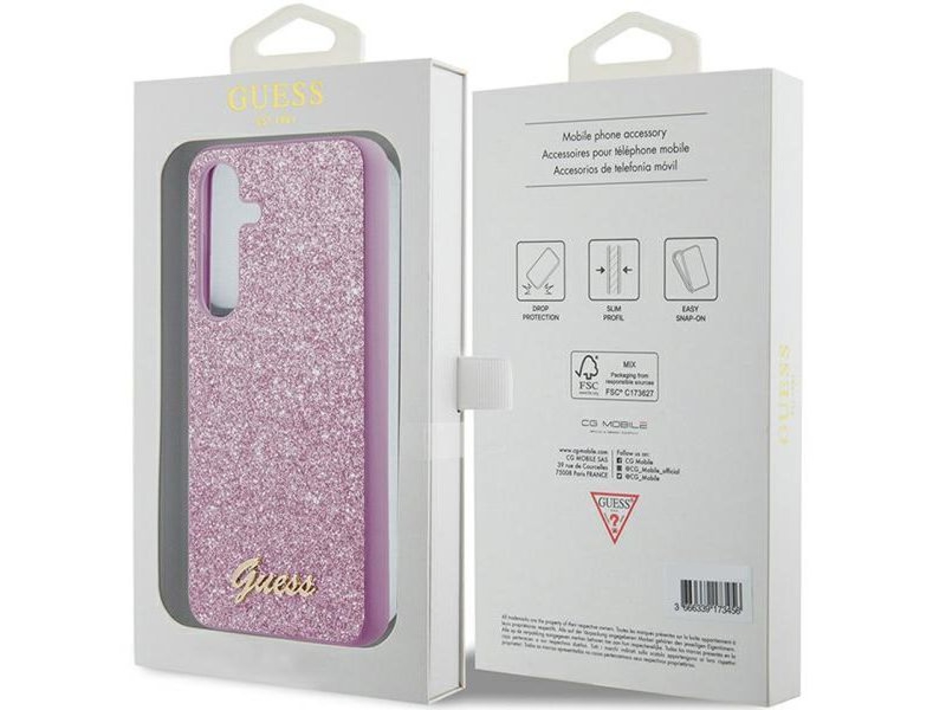 Guess Glitter Script case for Samsung Galaxy S24 - purple