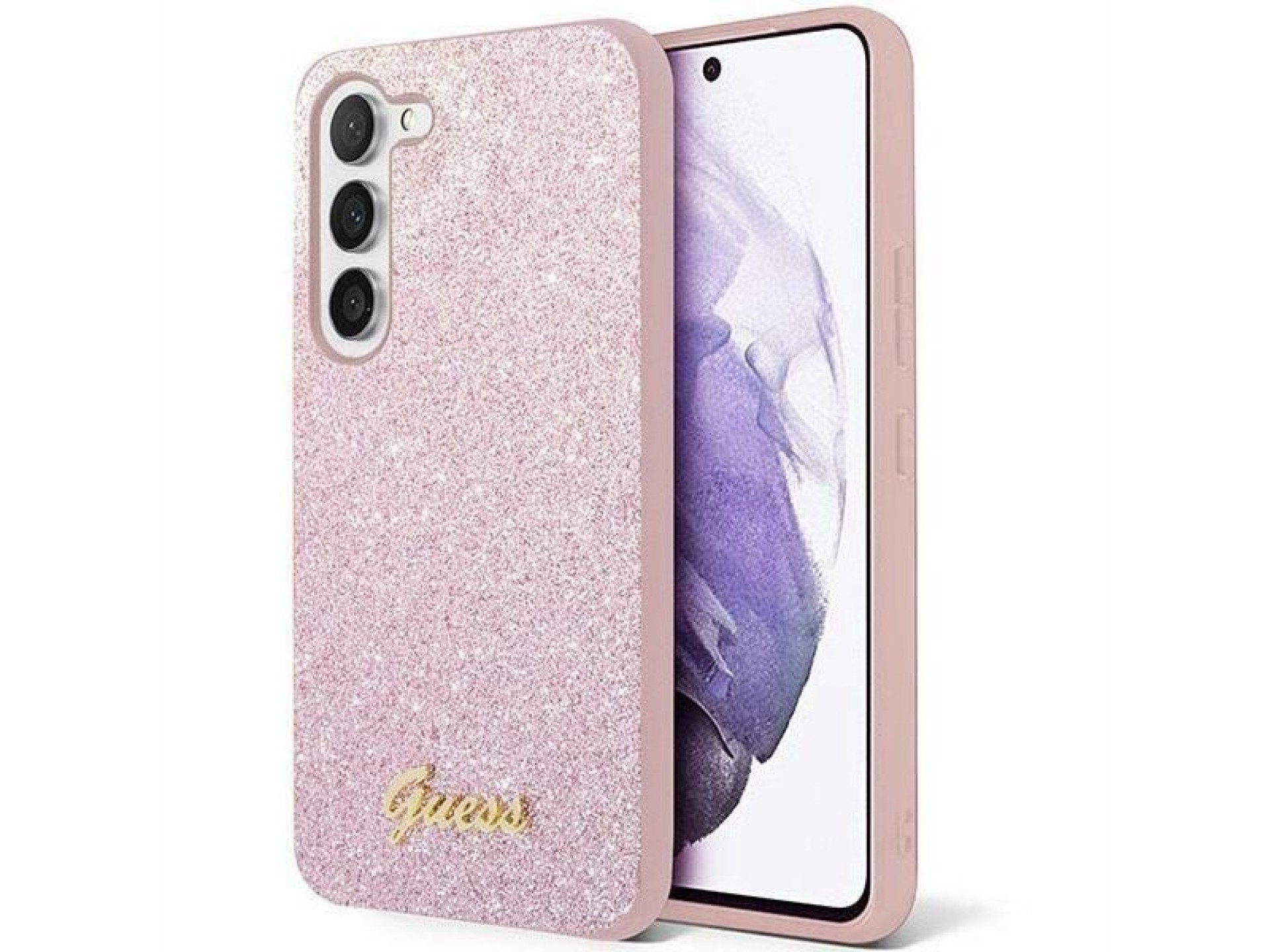 Guess Glitter Script Case for Samsung Galaxy S24 - Pink