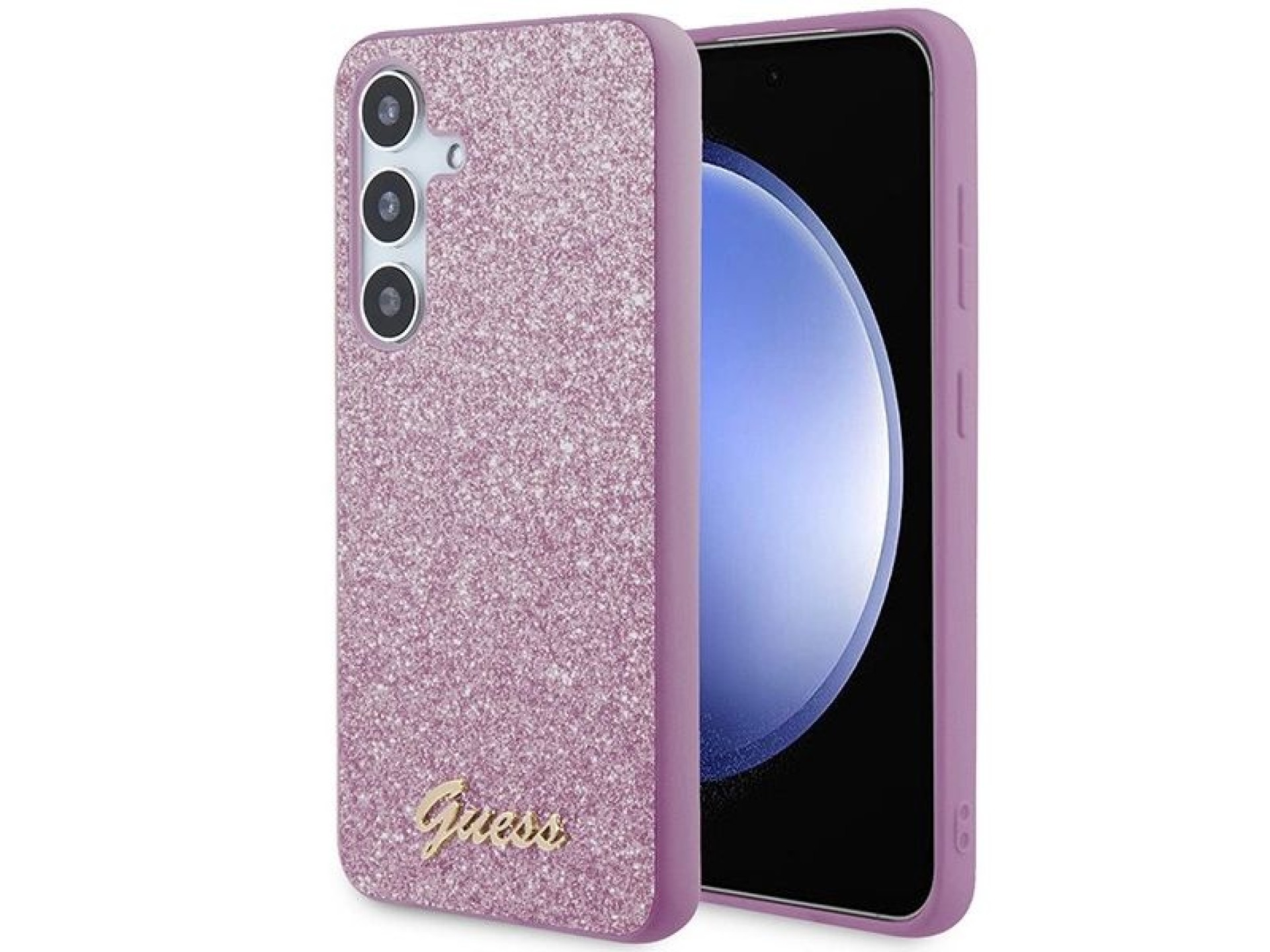 Guess Glitter Script case for Samsung Galaxy S24 - purple