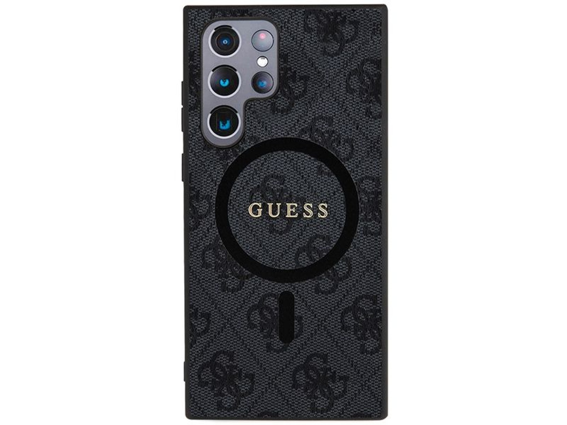 Guess 4G Collection Leather Metal Logo MagSafe Case for Samsung Galaxy S24 Ultra - Black
