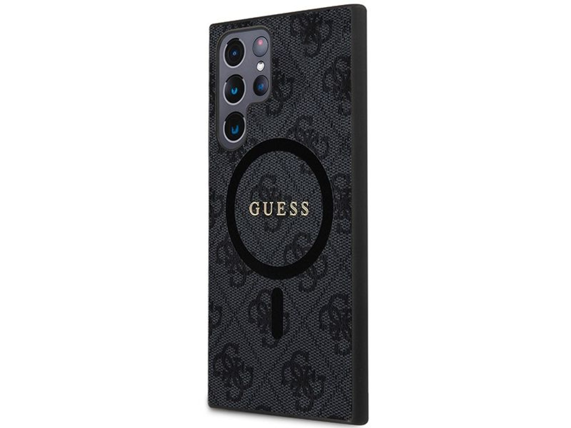 Guess 4G Collection Leather Metal Logo MagSafe Case for Samsung Galaxy S24 Ultra - Black