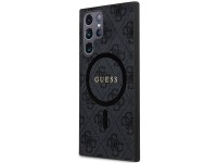 Guess 4G Collection Leather Metal Logo MagSafe Case for Samsung Galaxy S24 Ultra - Black