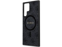 Guess 4G Collection Leather Metal Logo MagSafe Case for Samsung Galaxy S24 Ultra - Black