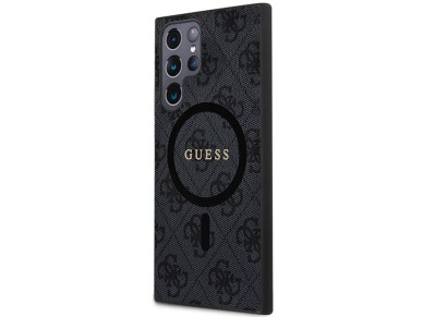 Guess 4G Collection Leather Metal Logo MagSafe Case for Samsung Galaxy S24 Ultra - Black