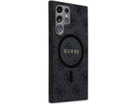 Guess 4G Collection Leather Metal Logo MagSafe Case for Samsung Galaxy S24 Ultra - Black