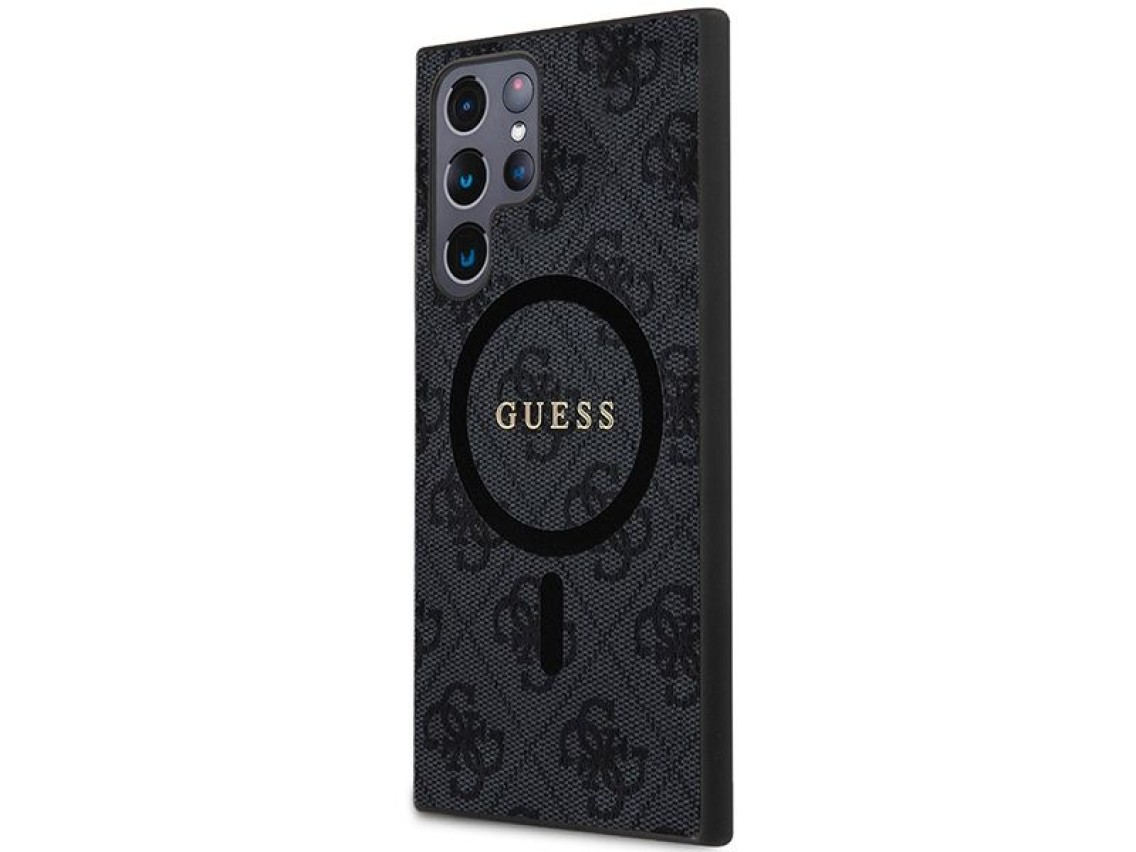 Guess 4G Collection Leather Metal Logo MagSafe Case for Samsung Galaxy S24 Ultra - Black