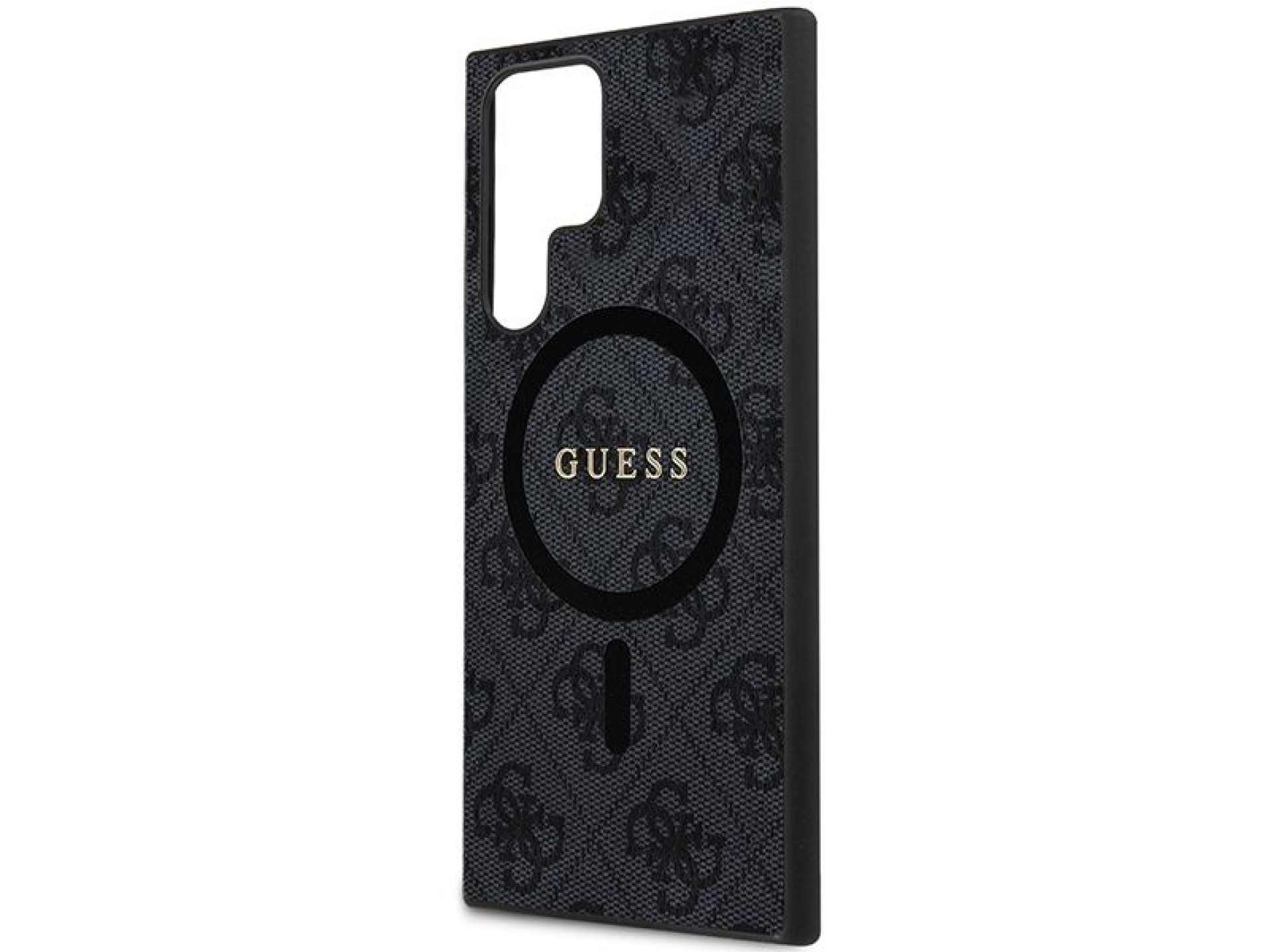 Guess 4G Collection Leather Metal Logo MagSafe Case for Samsung Galaxy S24 Ultra - Black