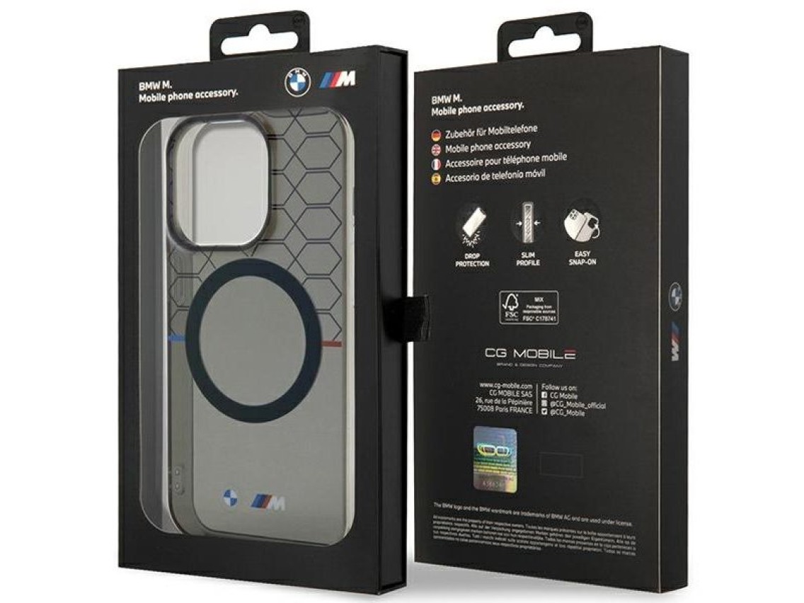 Funda BMW BMHMP14LHGPK para iPhone 14 Pro de 6,1" Gris/Diseño Gris MagSafe