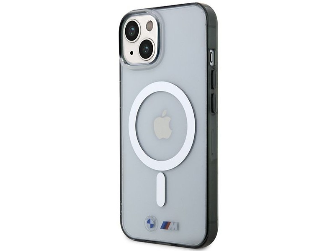 Capa rígida transparente BMW BMHMP14SHCRS para iPhone 14 de 6,1 polegadas com anel prateado e MagSaf