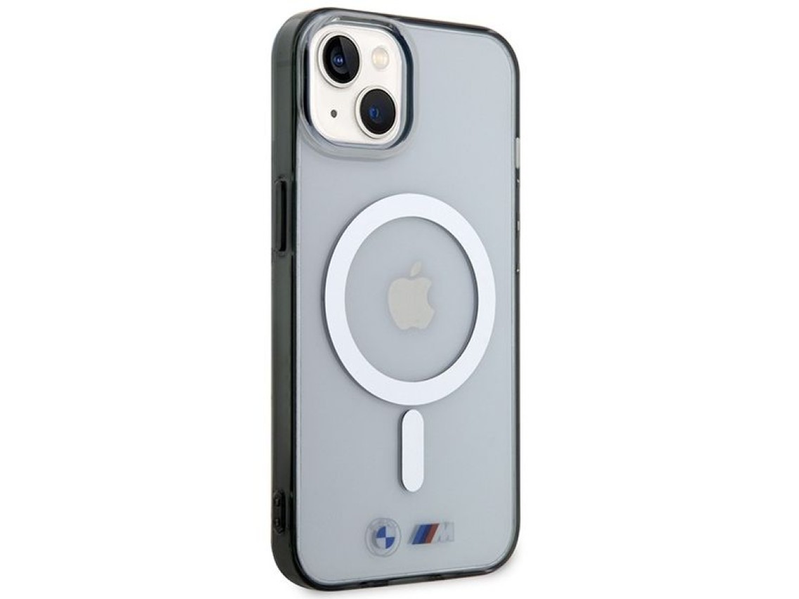 Capa rígida transparente BMW BMHMP14SHCRS para iPhone 14 de 6,1 polegadas com anel prateado e MagSaf