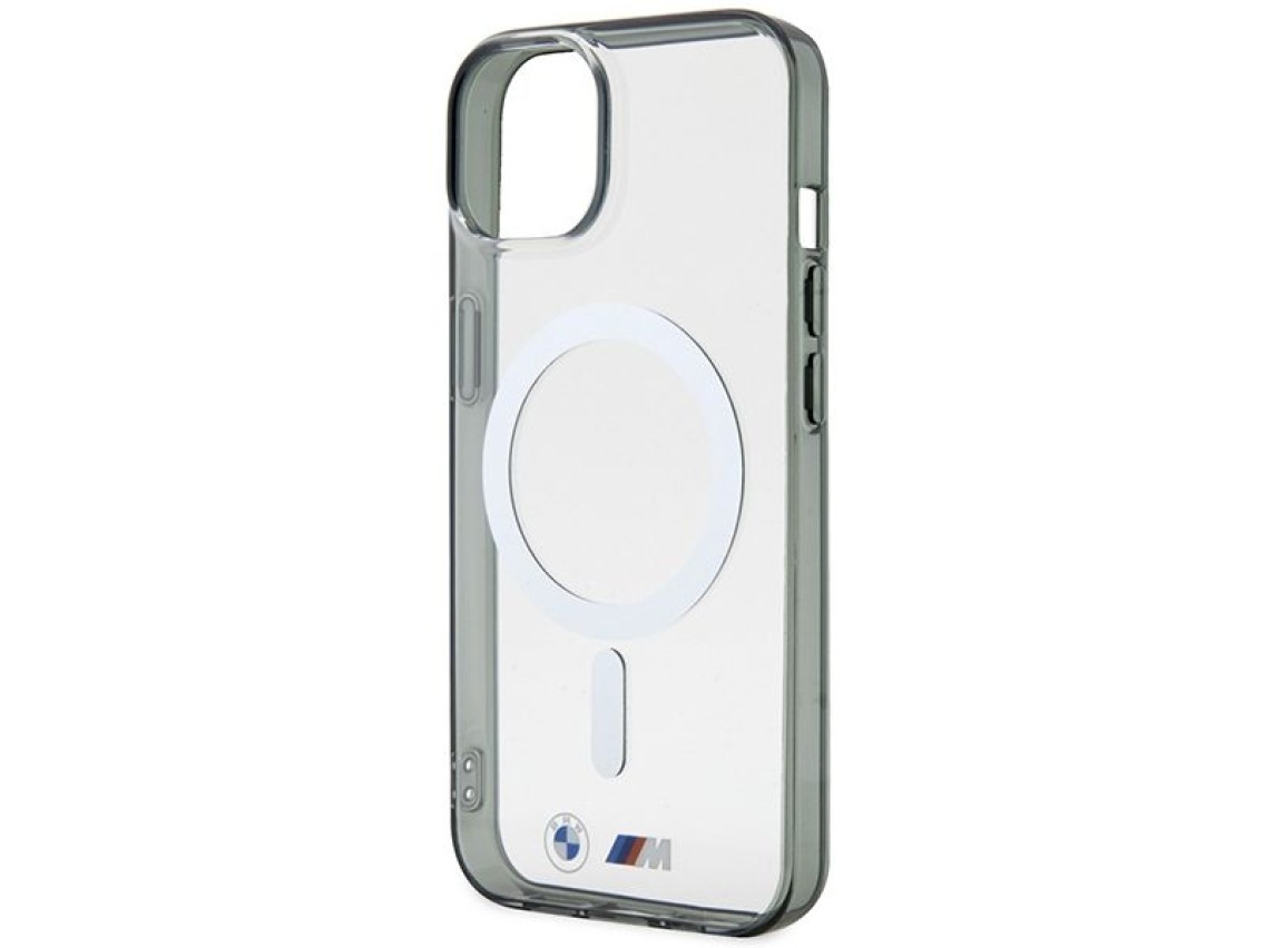 Capa rígida transparente BMW BMHMP14SHCRS para iPhone 14 de 6,1 polegadas com anel prateado e MagSaf
