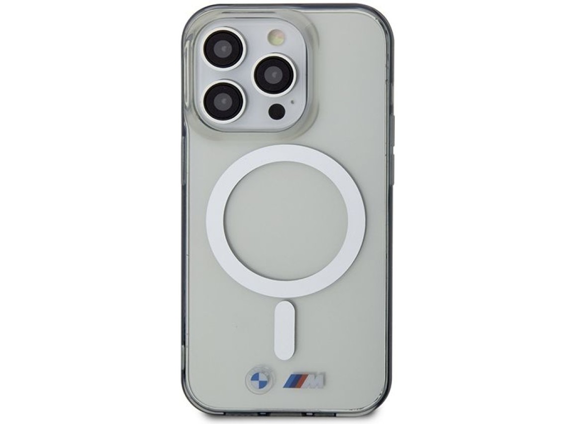 Case BMW BMHMP14LHCRS iPhone 14 Pro 6.1" transparent hardcase Silver Ring MagSafe