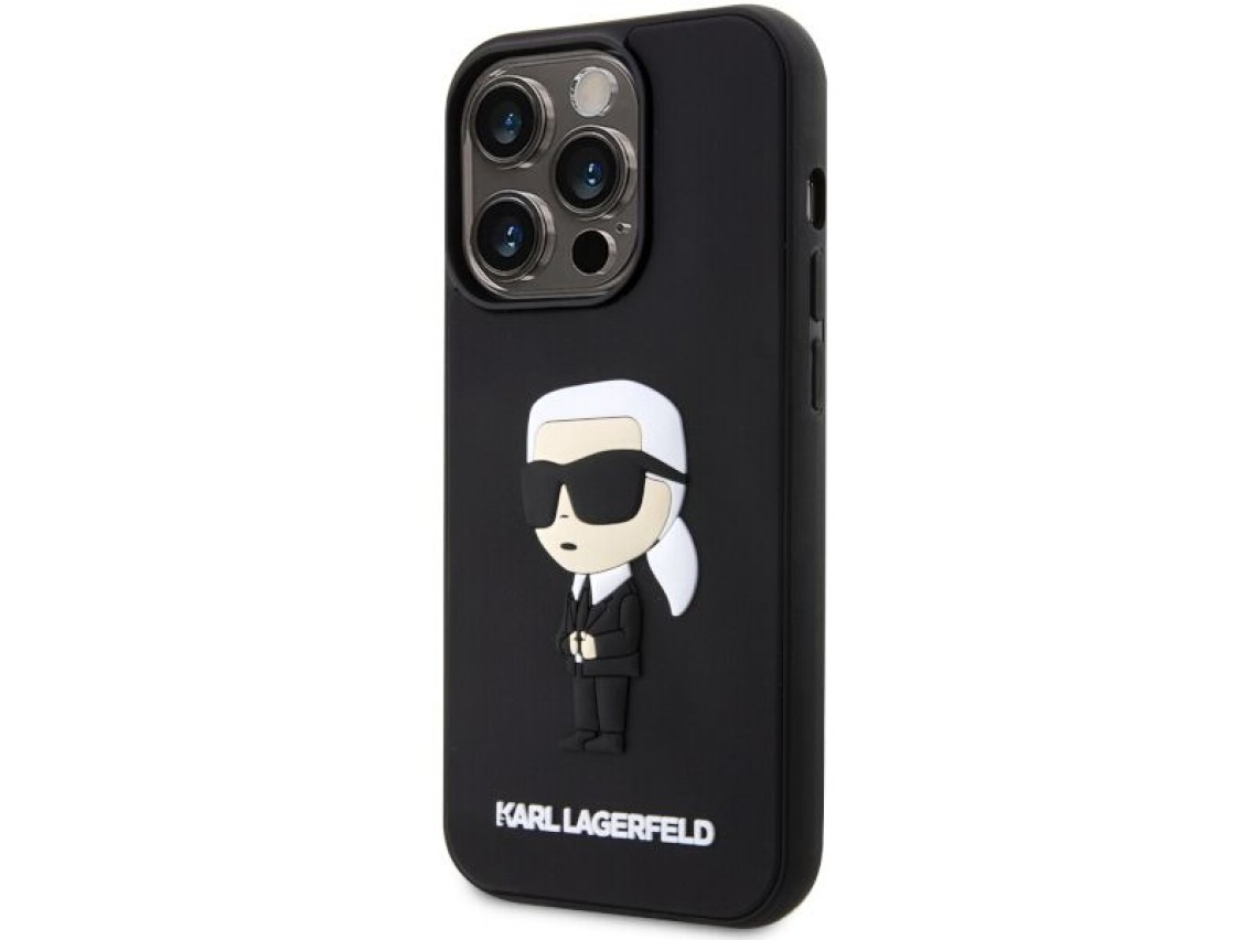 Karl Lagerfeld KLHCP14L3DRKINK iPhone 14 Pro 6.1" negro/negro carcasa rígida de goma Ikonik 3D