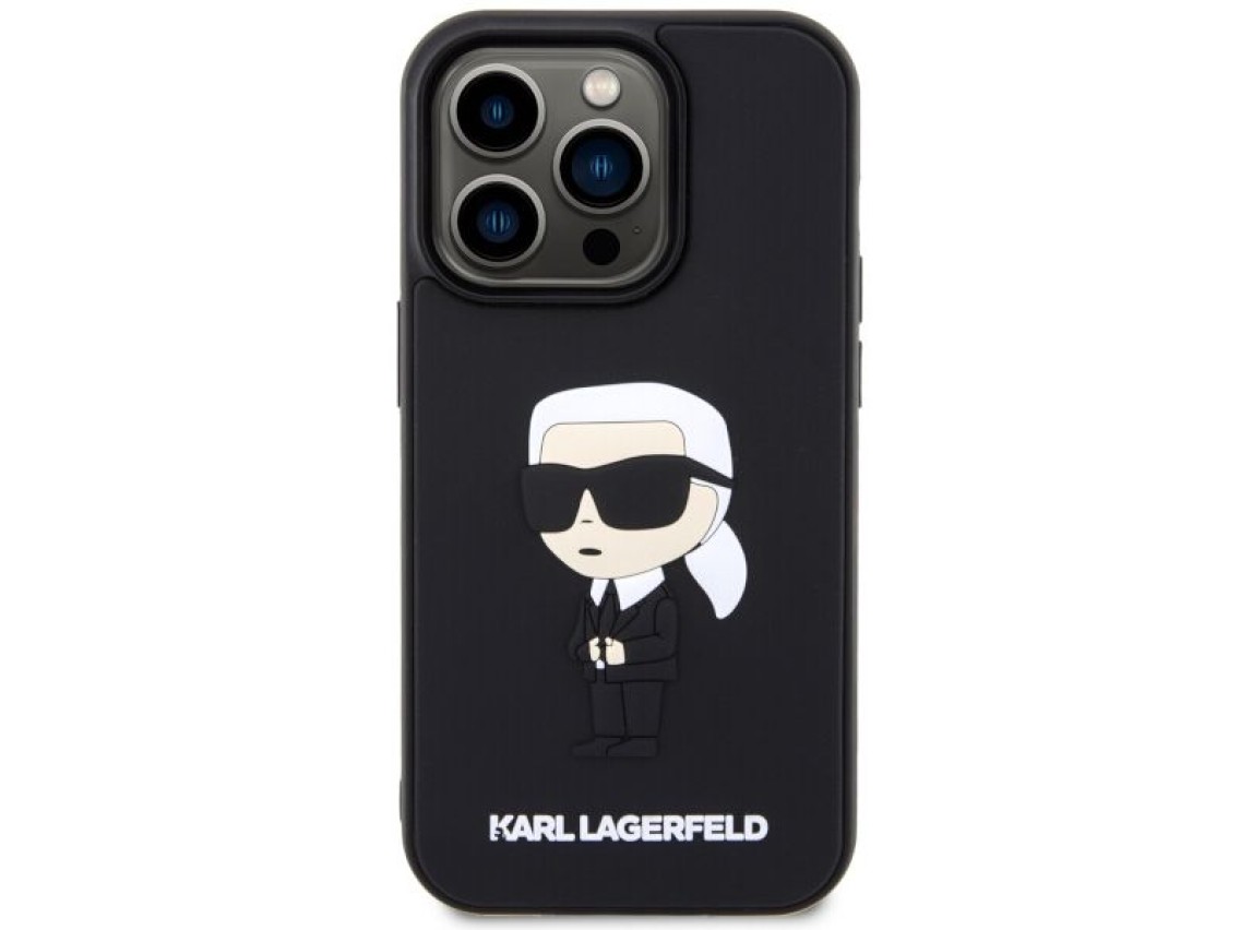 Karl Lagerfeld KLHCP14L3DRKINK iPhone 14 Pro 6.1" negro/negro carcasa rígida de goma Ikonik 3D
