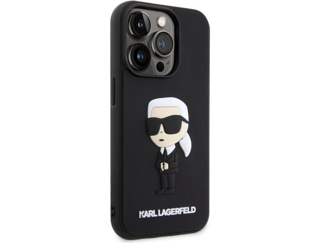Karl Lagerfeld KLHCP14L3DRKINK iPhone 14 Pro 6.1" negro/negro carcasa rígida de goma Ikonik 3D