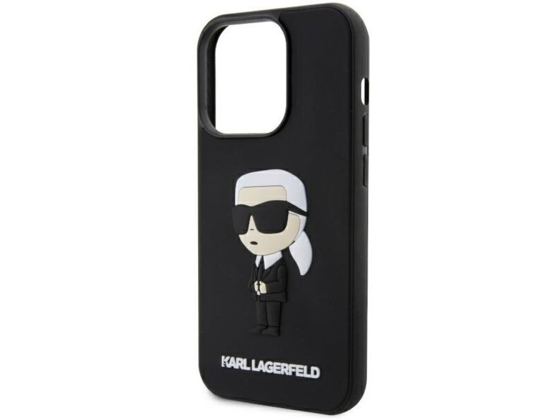 Karl Lagerfeld KLHCP14L3DRKINK iPhone 14 Pro 6.1" negro/negro carcasa rígida de goma Ikonik 3D