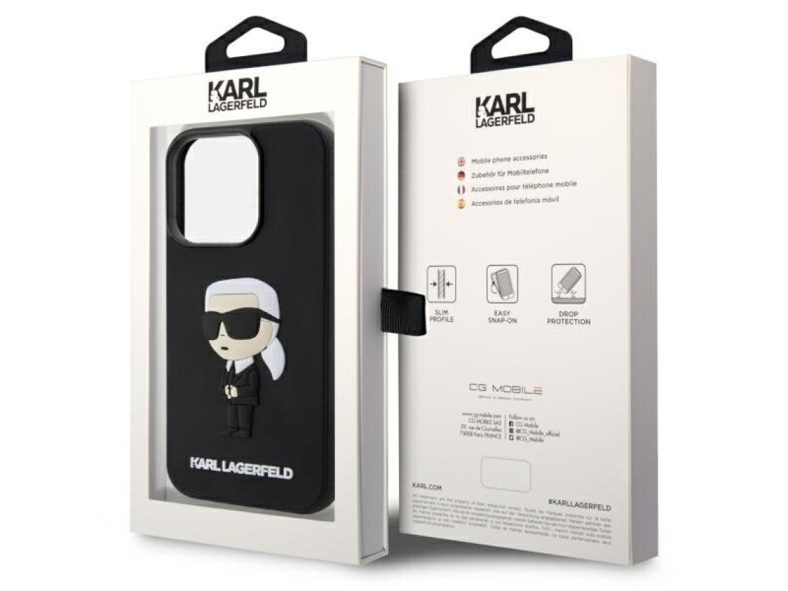 Karl Lagerfeld KLHCP14L3DRKINK iPhone 14 Pro 6.1" negro/negro carcasa rígida de goma Ikonik 3D