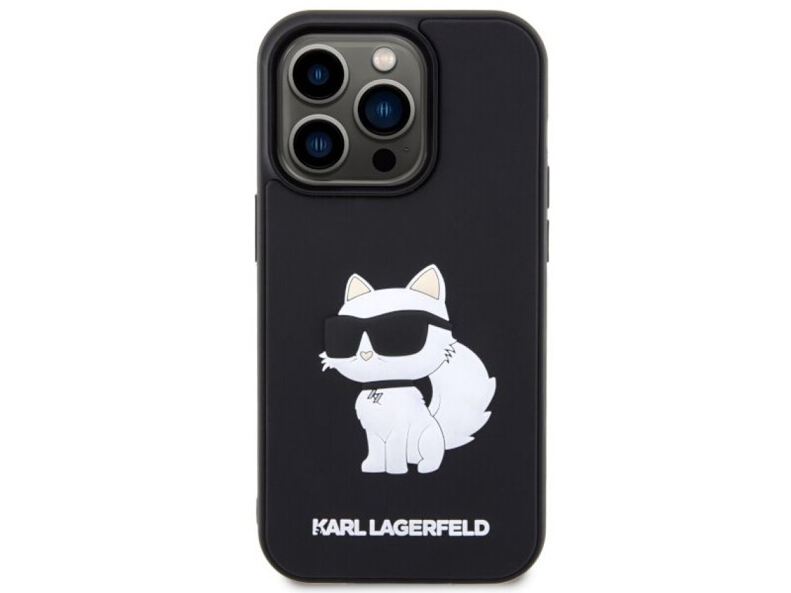 Karl Lagerfeld KLHCP14L3DRKHNK Capa rígida preta/preta para iPhone 14 Pro 6.1" emborrachada Choupett