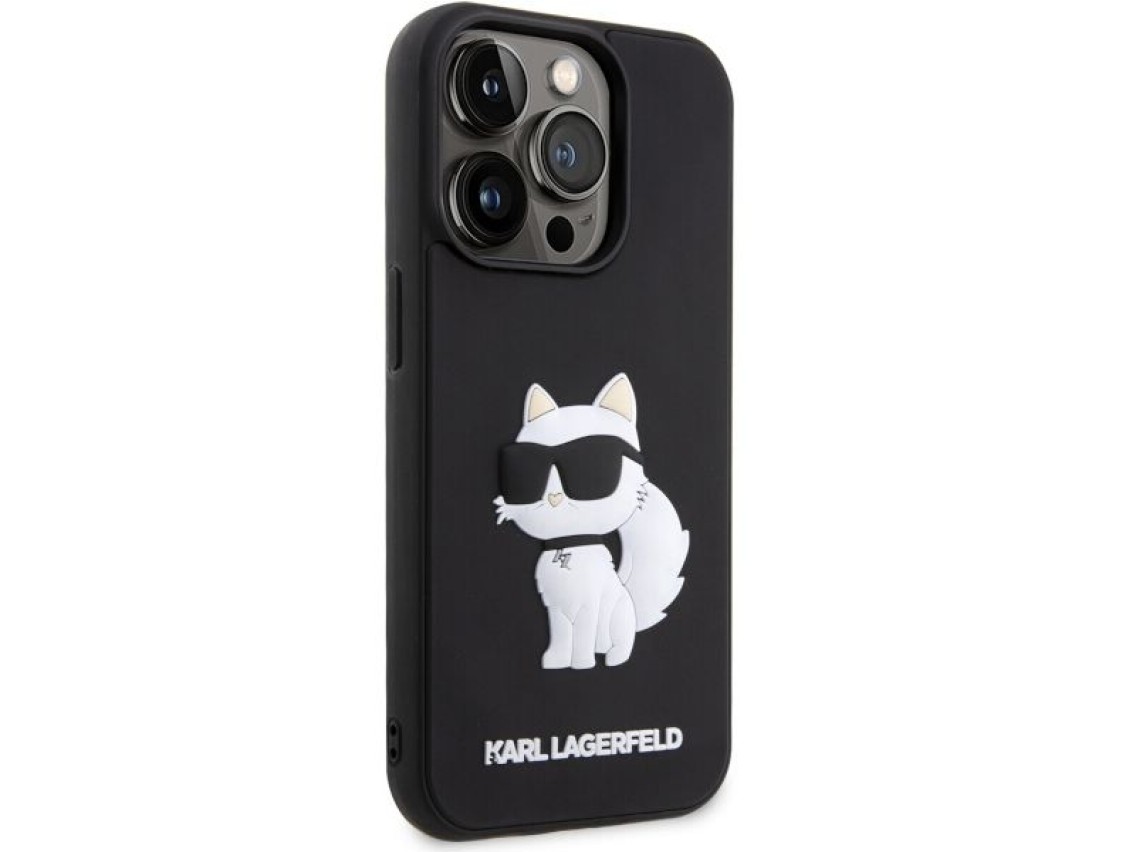 Karl Lagerfeld KLHCP14L3DRKHNK Capa rígida preta/preta para iPhone 14 Pro 6.1" emborrachada Choupett