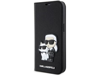 Karl Lagerfeld KLBKP14LSANKCPK iPhone 14 Pro 6.1" capa preta/preta Saffiano Karl & Choupette Karl Lagerfeld KLBKP14LSANKCPK iPhone 14 Pro 6.1" capa preta/preta Saffiano Karl & Choupette