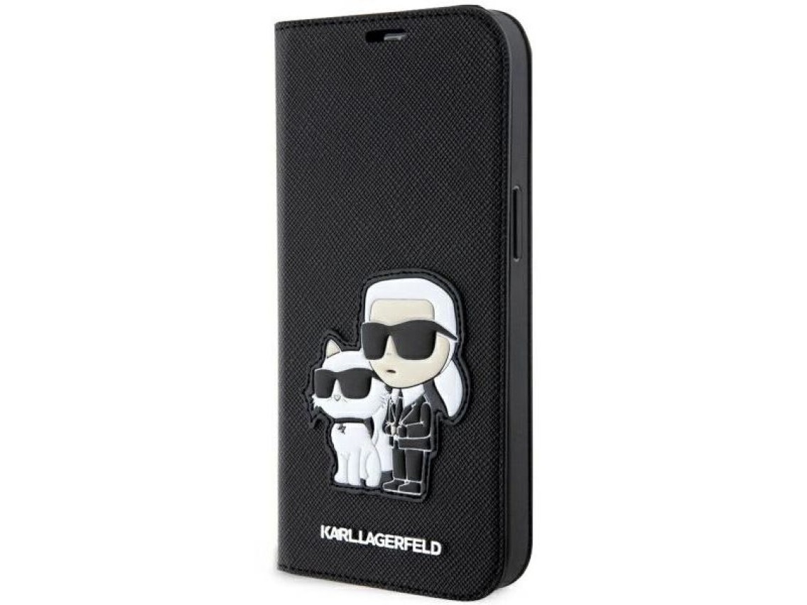 Karl Lagerfeld KLBKP14LSANKCPK iPhone 14 Pro 6.1" librea negra/negra Saffiano Karl & Choupette