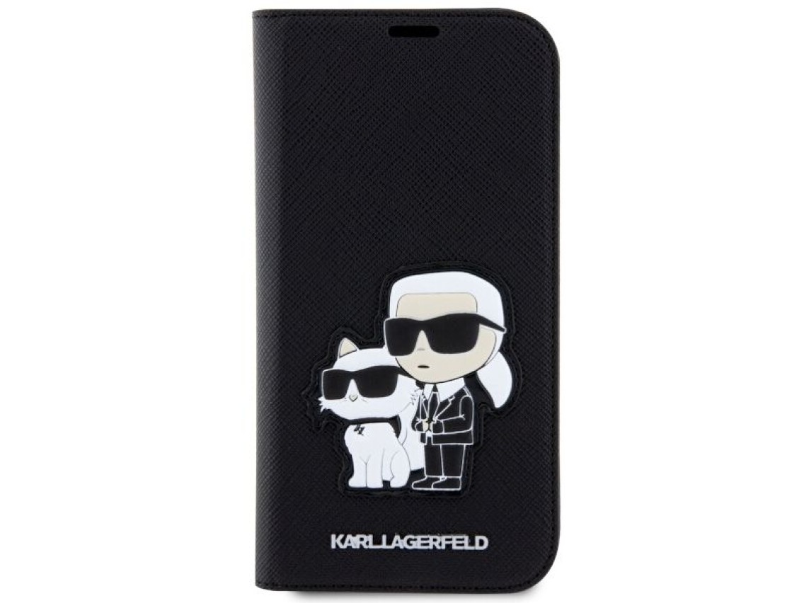 Karl Lagerfeld KLBKP14LSANKCPK iPhone 14 Pro 6.1" librea negra/negra Saffiano Karl & Choupette