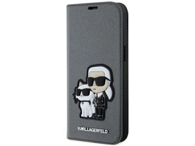 Karl Lagerfeld KLBKP14SSANKCPG iPhone 14 6.1" bookcase silver/silver Saffiano Karl & Choupette Karl Lagerfeld KLBKP14SSANKCPG iPhone 14 6.1" bookcase silver/silver Saffiano Karl & Choupette