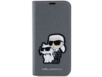Karl Lagerfeld KLBKP14SSANKCPG iPhone 14 6.1" bookcase silver/silver Saffiano Karl & Choupette Karl Lagerfeld KLBKP14SSANKCPG iPhone 14 6.1" bookcase silver/silver Saffiano Karl & Choupette
