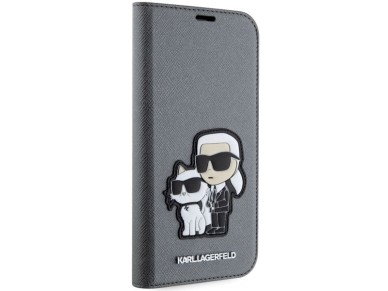 Karl Lagerfeld KLBKP14SSANKCPG iPhone 14 6.1" bookcase silver/silver Saffiano Karl & Choupette Karl Lagerfeld KLBKP14SSANKCPG iPhone 14 6.1" bookcase silver/silver Saffiano Karl & Choupette