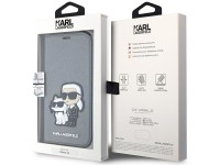 Karl Lagerfeld KLBKP14SSANKCPG iPhone 14 6.1" bookcase silver/silver Saffiano Karl & Choupette Karl Lagerfeld KLBKP14SSANKCPG iPhone 14 6.1" bookcase silver/silver Saffiano Karl & Choupette