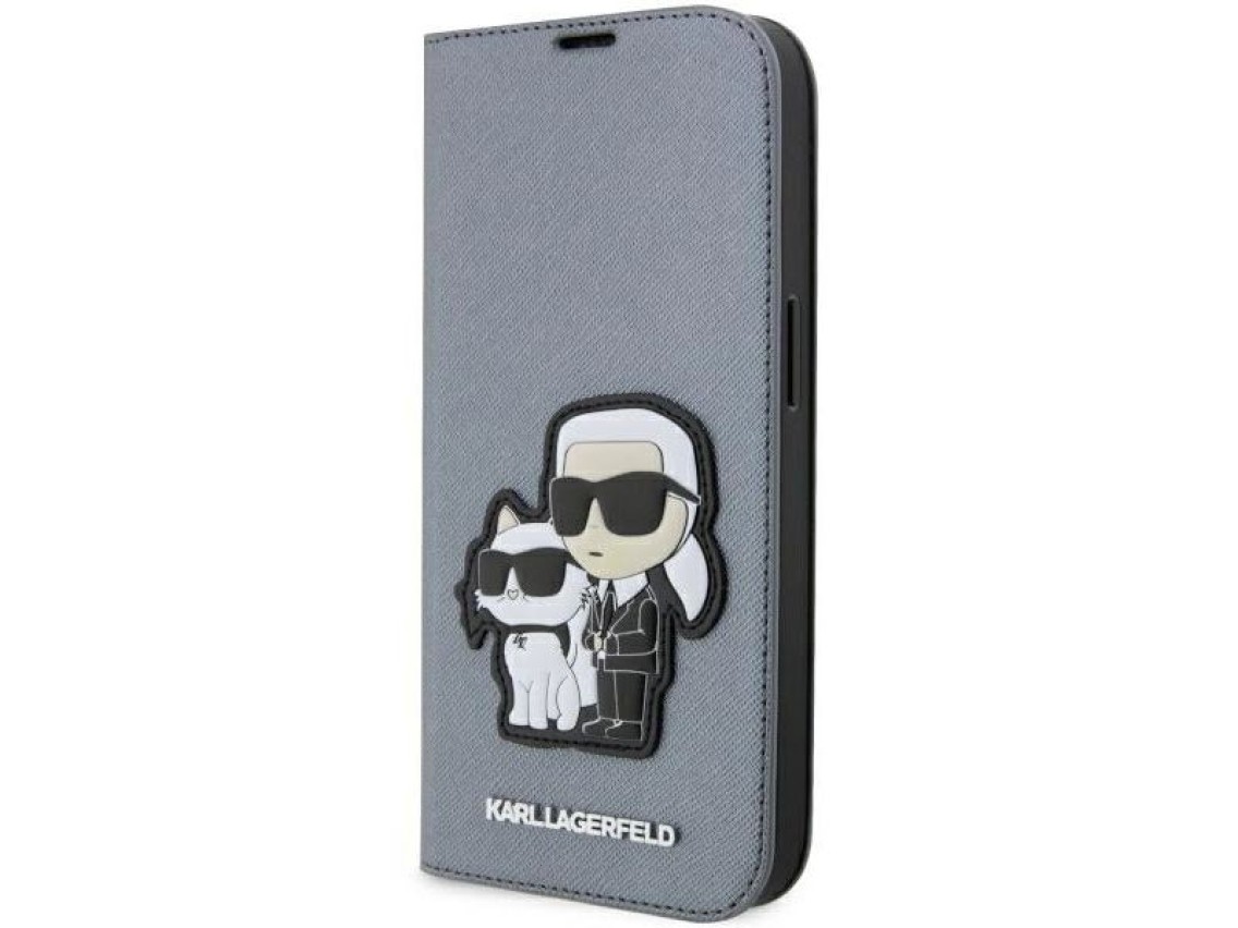 Karl Lagerfeld KLBKP14LSANKCPG iPhone 14 Pro 6.1" bookcase silver/silver Saffiano Karl & Choupette
