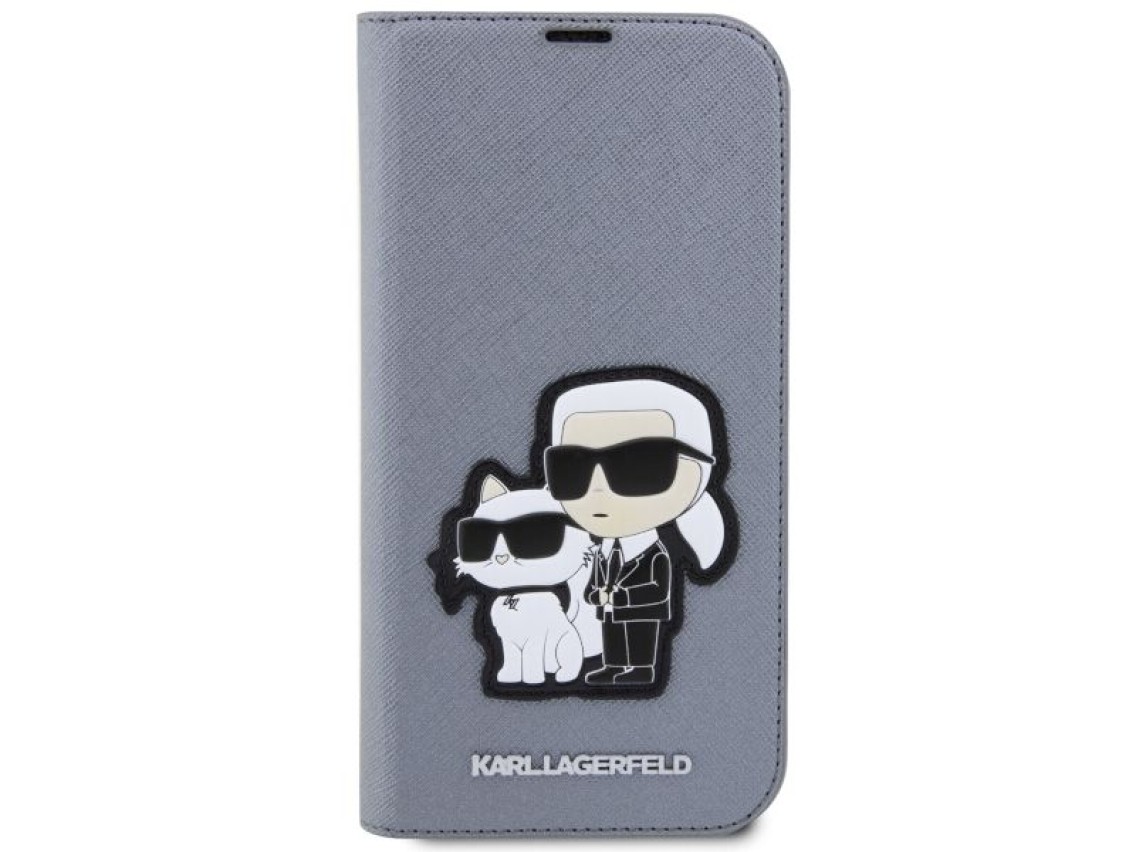 Karl Lagerfeld KLBKP14LSANKCPG iPhone 14 Pro 6.1" bookcase silver/silver Saffiano Karl & Choupette