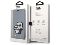 Karl Lagerfeld KLBKP14LSANKCPG iPhone 14 Pro 6.1" bookcase silver/silver Saffiano Karl & Choupette Karl Lagerfeld KLBKP14LSANKCPG iPhone 14 Pro 6.1" bookcase silver/silver Saffiano Karl & Choupette