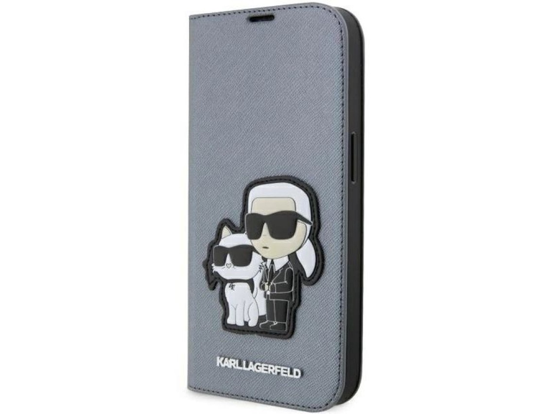 Karl Lagerfeld KLBKP14XSANKCPG iPhone 14 Pro Max 6.7" capa prateada/prateada Saffiano Karl & Choupet