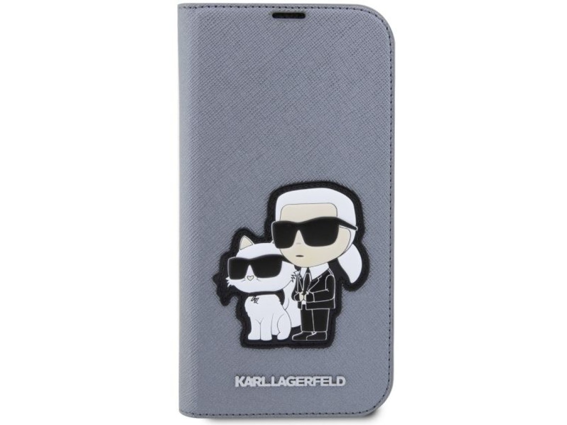 Karl Lagerfeld KLBKP14XSANKCPG iPhone 14 Pro Max 6.7" capa prateada/prateada Saffiano Karl & Choupet