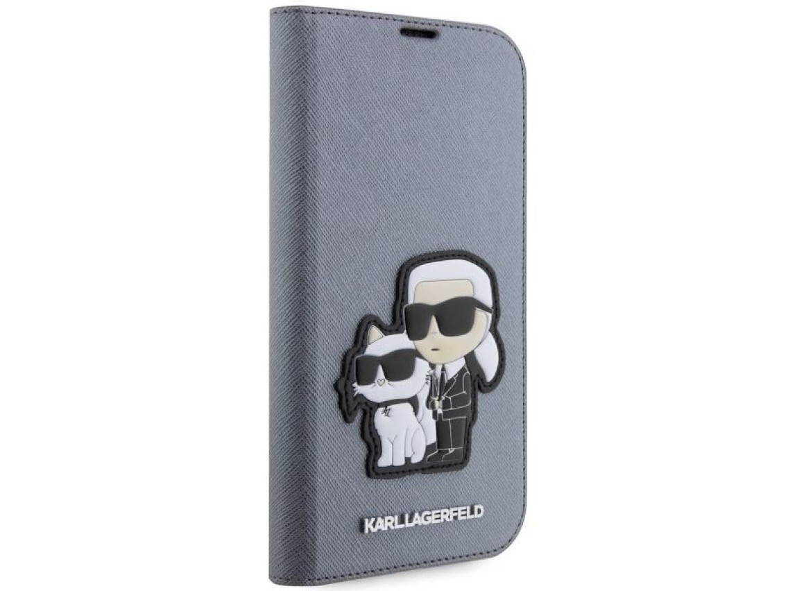 Karl Lagerfeld KLBKP14XSANKCPG iPhone 14 Pro Max 6.7" capa prateada/prateada Saffiano Karl & Choupet