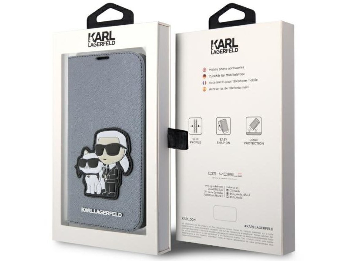 Karl Lagerfeld KLBKP14XSANKCPG iPhone 14 Pro Max 6.7" capa prateada/prateada Saffiano Karl & Choupet