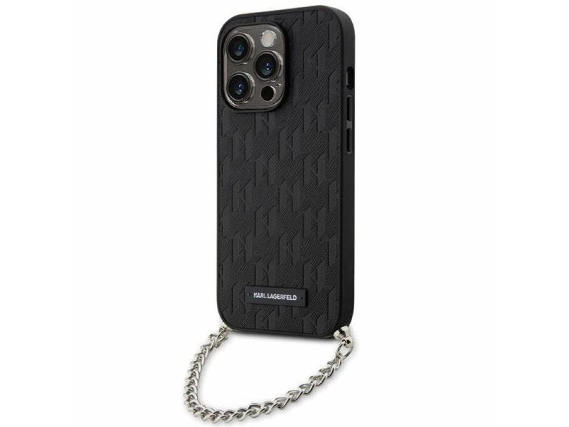 Karl Lagerfeld KLHCP14LSACKLHPK iPhone 14 Pro 6.1" capa rígida preta/preta com monograma Saffiano