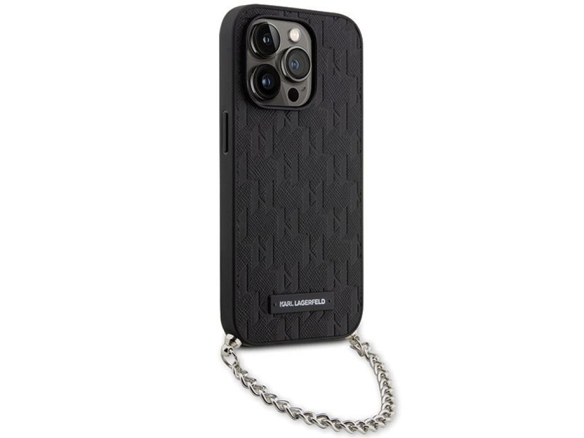 Karl Lagerfeld KLHCP14LSACKLHPK iPhone 14 Pro 6.1" capa rígida preta/preta com monograma Saffiano