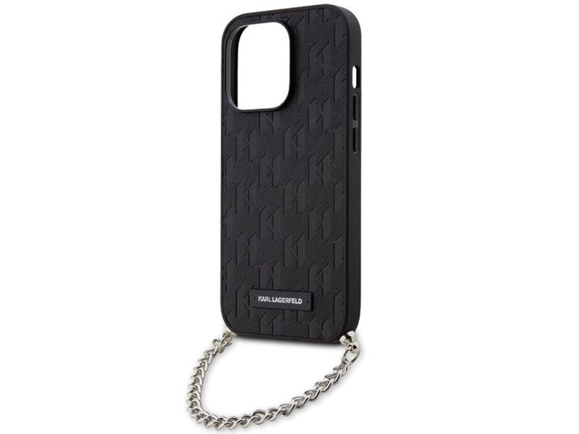 Karl Lagerfeld KLHCP14LSACKLHPK iPhone 14 Pro 6.1" capa rígida preta/preta com monograma Saffiano