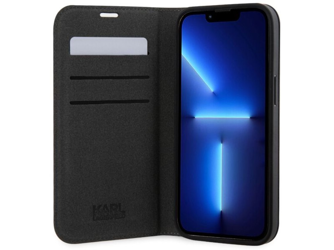 Karl Lagerfeld KLBKP14LSAKLHPK iPhone 14 Pro 6.1" capa preta/preta Saffiano Monogram