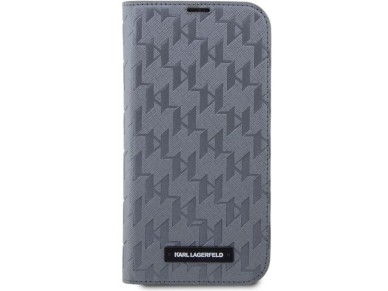 Karl Lagerfeld KLBKP14SSAKLHPG iPhone 14 6.1" bookcase silver/silver Saffiano Monogram