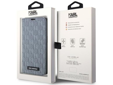 Karl Lagerfeld KLBKP14SSAKLHPG iPhone 14 6.1" bookcase silver/silver Saffiano Monogram