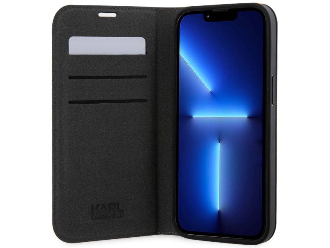Karl Lagerfeld KLBKP14LSAKLHPG iPhone 14 Pro 6.1" bookcase silver/silver Saffiano Monogram