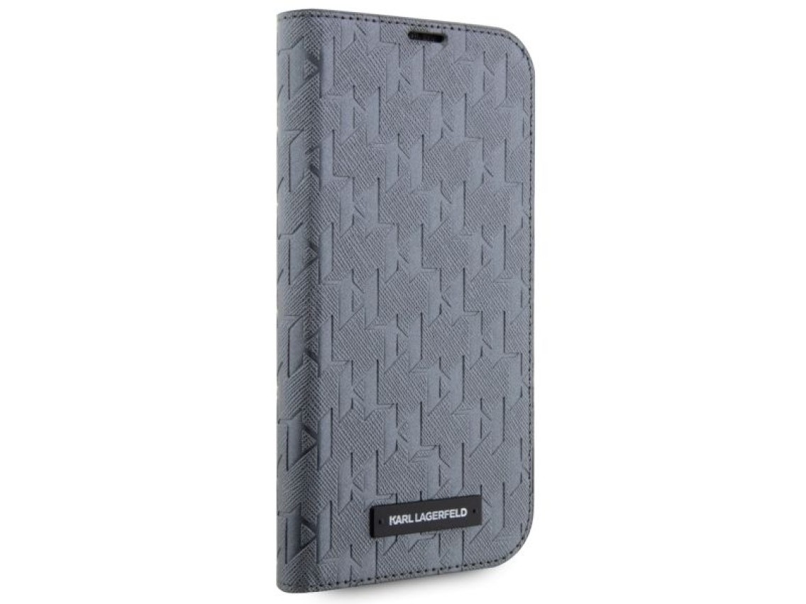 Karl Lagerfeld KLBKP14LSAKLHPG iPhone 14 Pro 6.1" bookcase silver/silver Saffiano Monogram