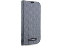 Karl Lagerfeld KLBKP14XSAKLHPG iPhone 14 Pro Max 6.7" capa prateada/prateada Saffiano Monogram Karl Lagerfeld KLBKP14XSAKLHPG iPhone 14 Pro Max 6.7" capa prateada/prateada Saffiano Monogram