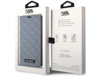 Karl Lagerfeld KLBKP14XSAKLHPG iPhone 14 Pro Max 6.7" capa prateada/prateada Saffiano Monogram Karl Lagerfeld KLBKP14XSAKLHPG iPhone 14 Pro Max 6.7" capa prateada/prateada Saffiano Monogram