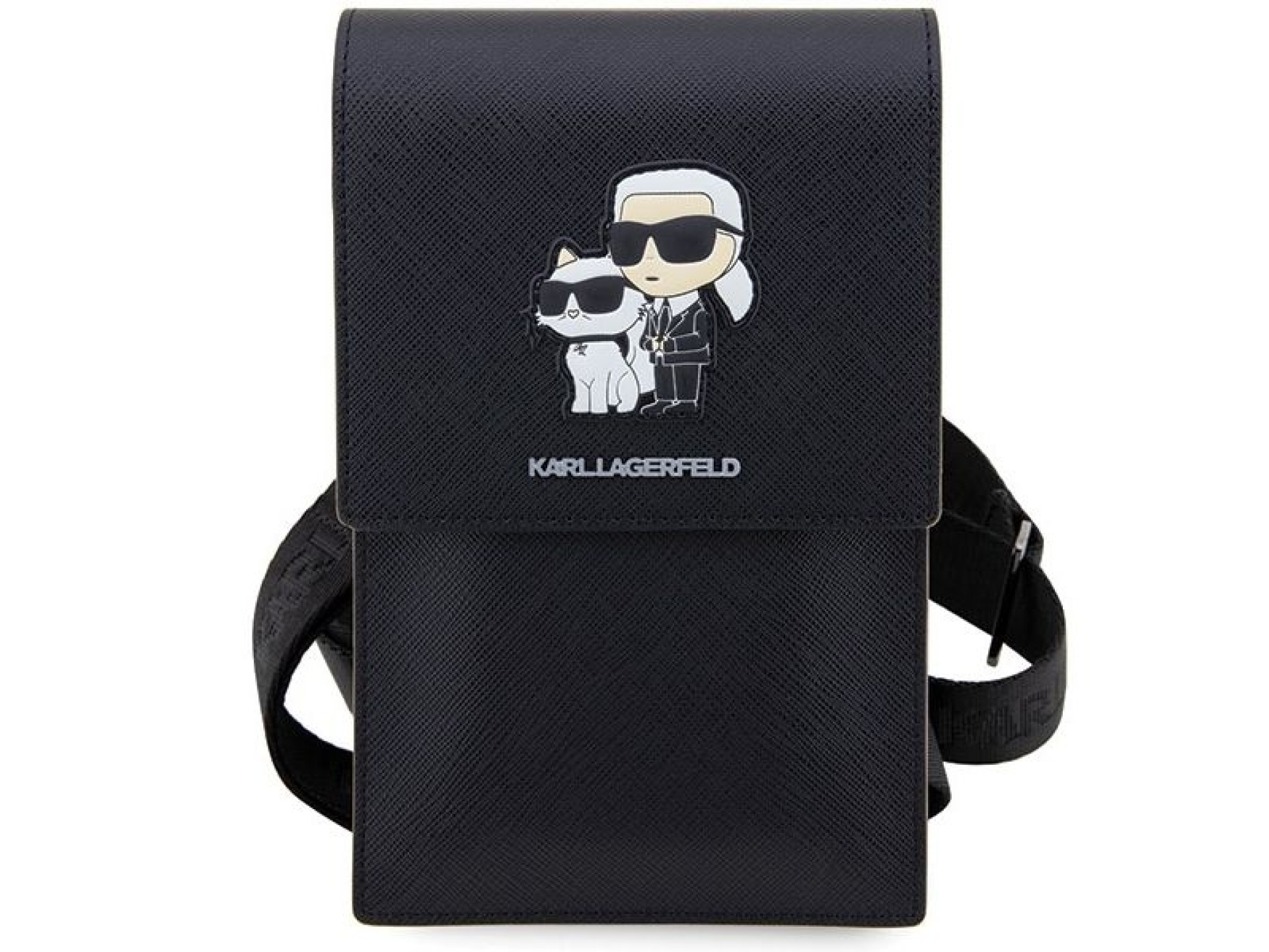 Bolso Karl Lagerfeld KLWBSAKCPMK negro/negro Saffiano Karl & Choupette