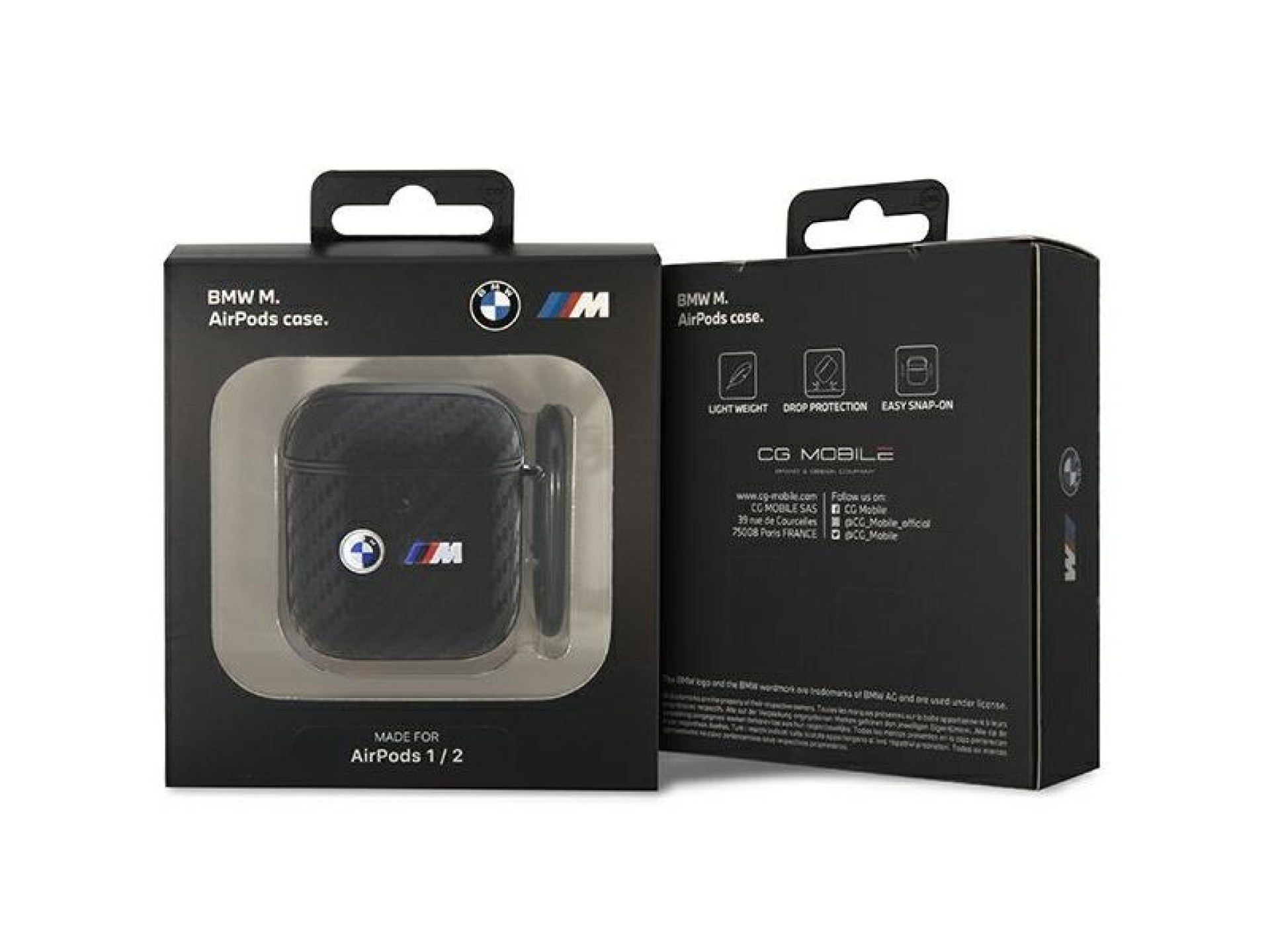 BMW BMA2WMPUCA2 AirPods 1/2 cover black/black Carbon Double Metal Logo