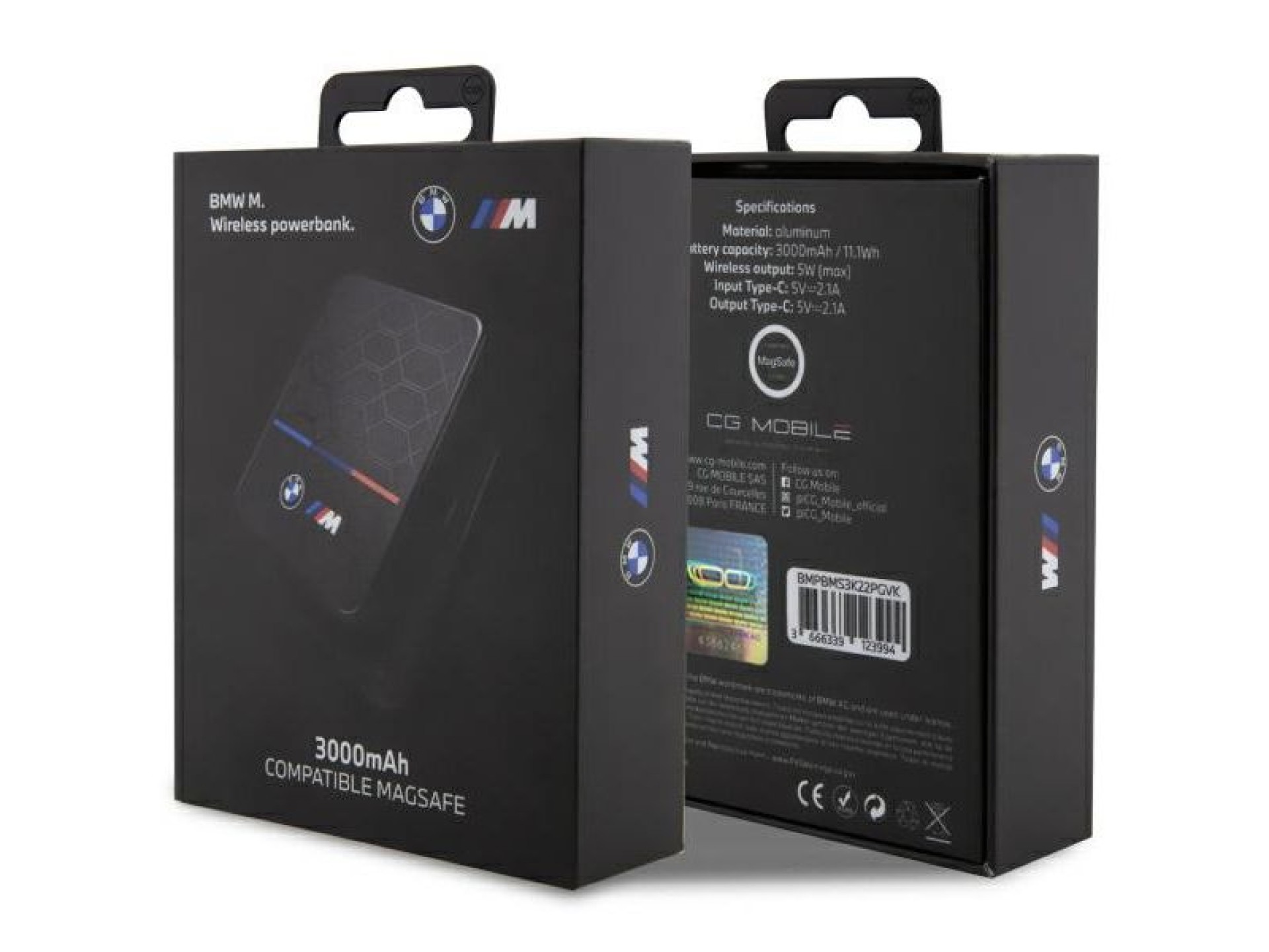 BMW M Collection MagSafe 5W 3000mAh Power Bank Indutivo - Preto